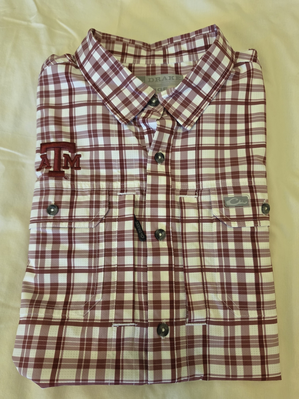 Drake Texas A&M Maroon Plaid Button-Down Shirt
